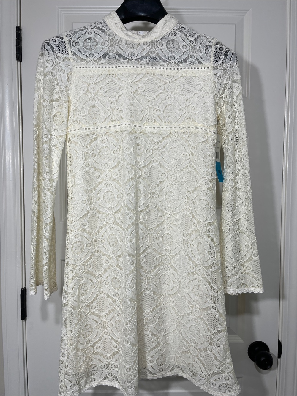 Zunie Ivory Lace Dress Girls 16 Mock Neck Long Sleeve Special Occasion